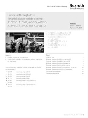 Specifiche tecniche A10VSO, A10VO, A4VSO, A4VBO,A15VSO/A15VLO